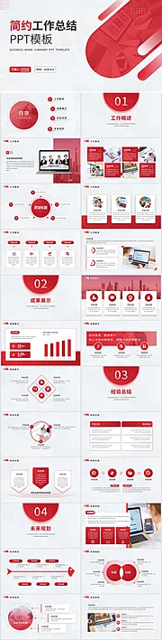 仙图网-红色商务工作总结汇报PPT模板