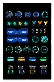 仙图网-大数据可视化科技机械元素边框统计素材集合（包含sketch+AI+eps格式）